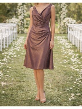 Impression Women’s Satin Polyester Mauve colored cocktail dress. Size 4 Wedding